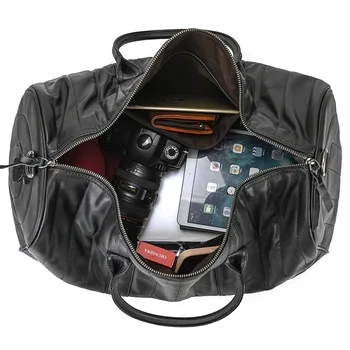 Модерен Мъжки пътни чанти от естествена кожа, на първия слой телешка кожа, пътна чанта-голям капацитет, чанта за бизнес пътувания, чанта през рамо