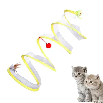 Сгъваем Център за занимания с Котешки дейността на Котка Tube S-Type С една плюшена играчка-топка Сгъваема Играчка за Котки, За да задоволи Любопитството Си Котешки Кученца